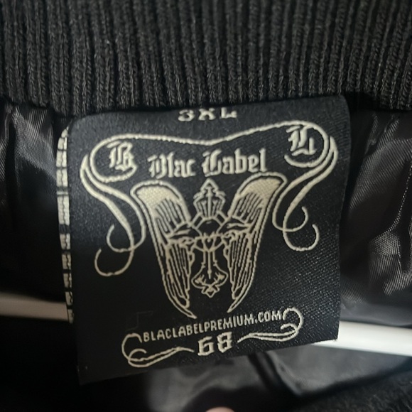 EUC vintage Blac Label wool blend grunge Y2K studded & patched bomber jacket 3X - Picture 3 of 7